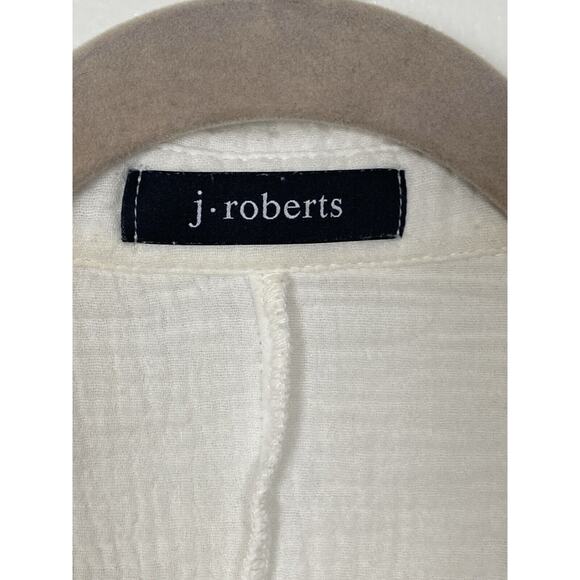 J Robert's White Women Romper Gauze Material Bikini Cover Up Collared Size S/M - Picture 5 of 11